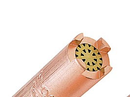 Harris 2290 H kuumutusuudmik  otsa lähivõte, mille sees on kollane, tähekujuline sisu gaasi aukudega.