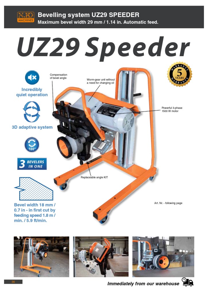 UZ29 SPEEDER faasimismasina Kataloogileht lk.1